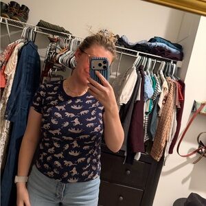 J. Crew Navy Cheetah Print Short Sleeve Tee